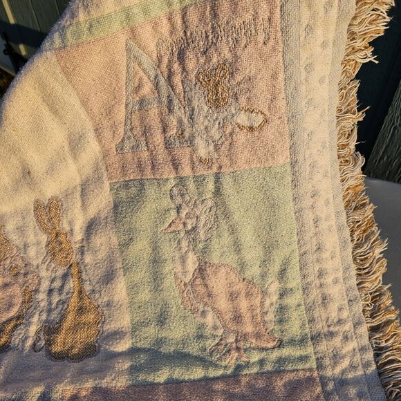 Vintage Beatrix Potter Quiltex Baby Blanket Nursery Easter Spring Cotton USA - Picture 7 of 10